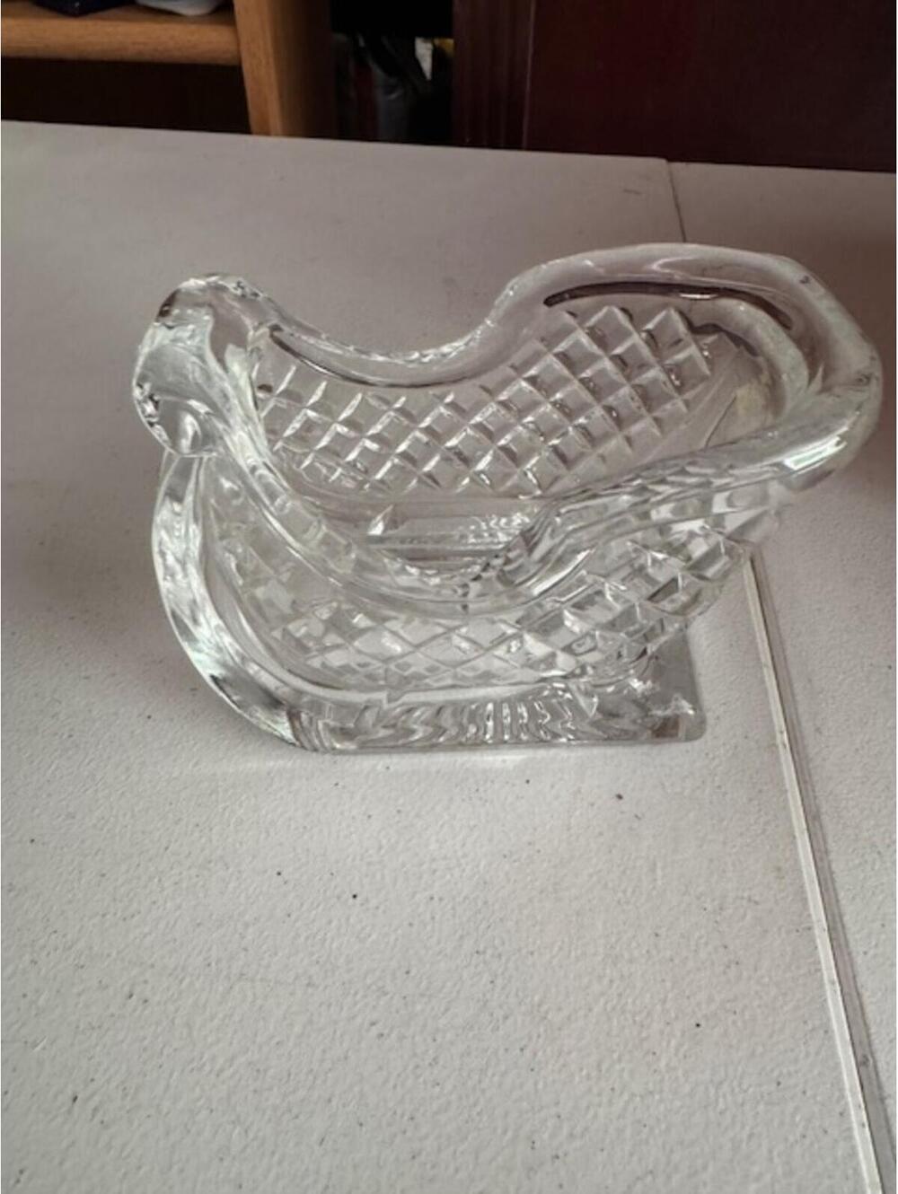 Vintage 24% Lead Crystal Sleigh Candy Dish - Made in USA - Christmas Sled Bowl